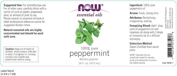 NOW Foods Peppermint Oil, 16 Fluid Ounce