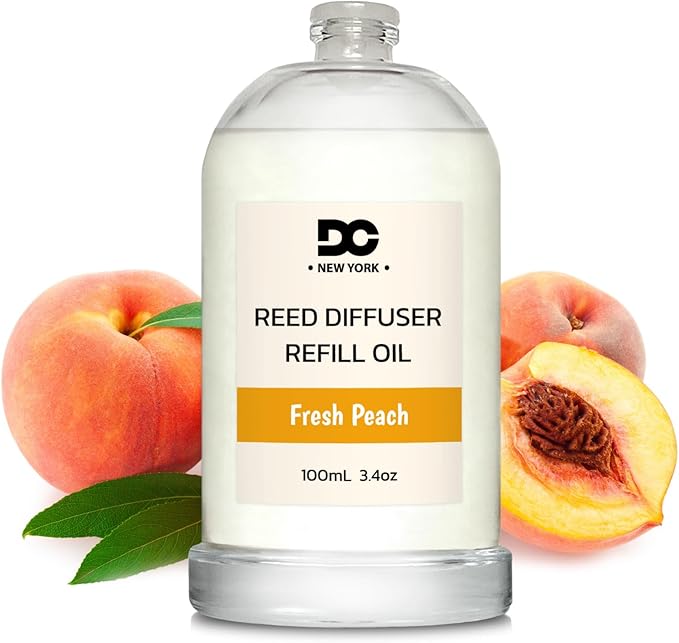 Daniella's Candles Fresh Peach Reed Diffuser Refill Oil, 3.4oz/100ml, Premium Fragrance Oil, Home Fragrance, Long Lasting, Oil for Reed Diffuser