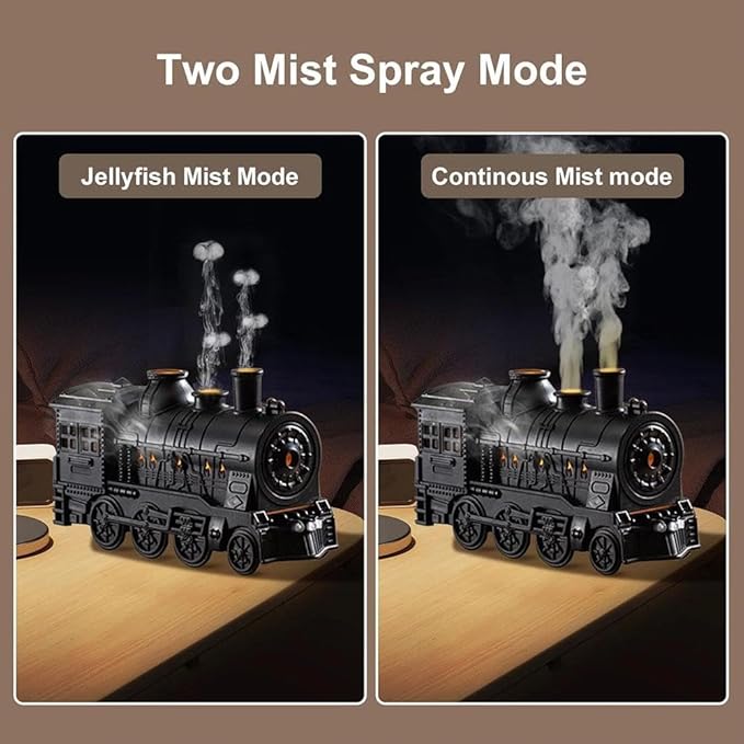 Train Diffuser 300ML Essential Oil Diffuser Cool Mist Humidifier Aroma Diffuser with Night Light for Bedroom Desk, Retro Christmas Train Diffuser for Relaxation, Home Decor & Gifts