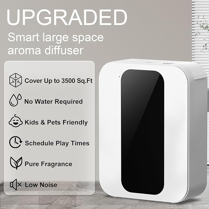 Hotel Scent Diffuser Kit, Includes 2 Premium Oils, House Scent Machine, 500ml Large Capacity Aromatherapy Machine, Cover 3500 Sq.Ft, Waterless Essential Oil Diffusers for Home Large Room, Office-White