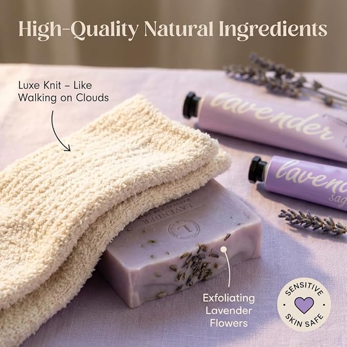 Unboxme Luxury Lavender Spa Gift Set – Relaxation Gift Basket & Care Package for Women with Candle, Bath Bomb, Soap, Cozy Socks, Mug & Tea – Get Well Soon, Sympathy, Birthday Self-Care Gift