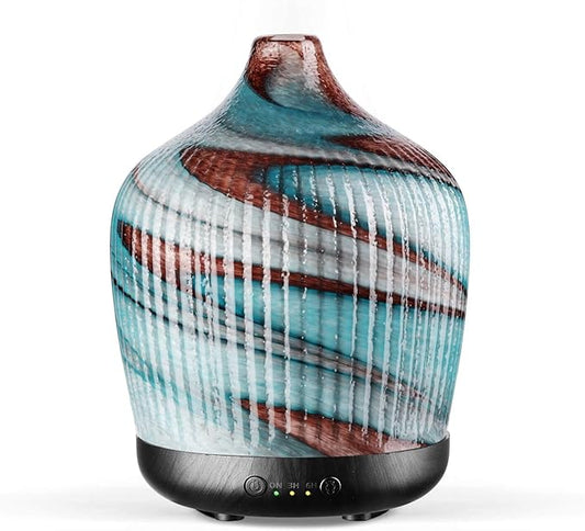 Porseme 280ml Essential Oil Diffuser, Ultrasonic Cool Mist Humidifier with Color Changing, Auto Shut-Off, 6-10 Running Hours, Aromatherapy Glass Diffusers for Home Bedroom, Office, Yoga (Teal Green)