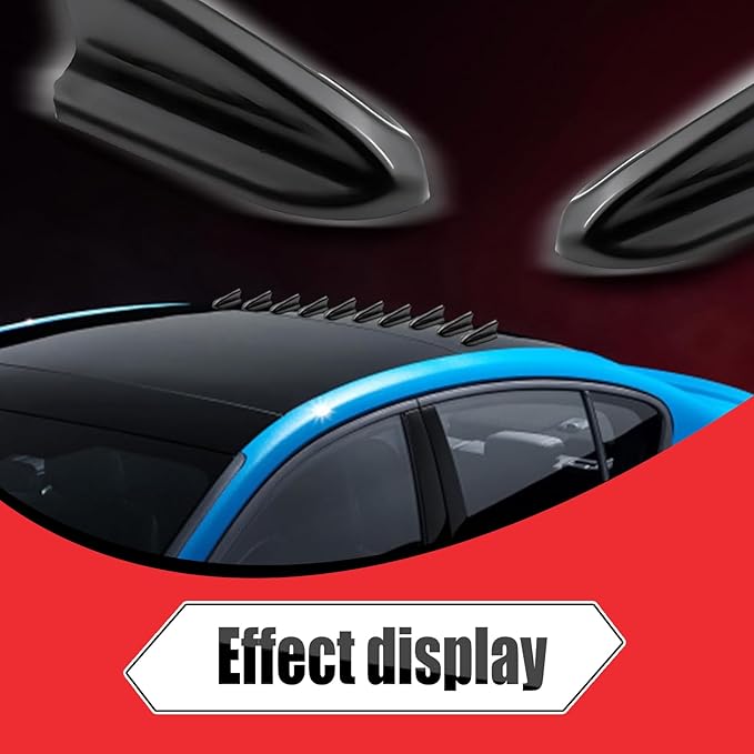 UGSHY 10 PCS Air Vortex Generator Diffuser, Self-Adhesive Diffuser Shark Fin Kit, 2 Inch Spoiler Roof Wing Pointed Set, Shark Fin Decoration Parts Universal Auto accessoriers for Cars (Black)