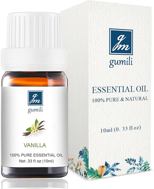 GM Gumili Vanilla Essential Oil - Pure Natural Oil for Aromatherapy Diffuser, Skin, Hair, DIY Perfume & Candle Making - Organic 10mL Warm Sweet Scent