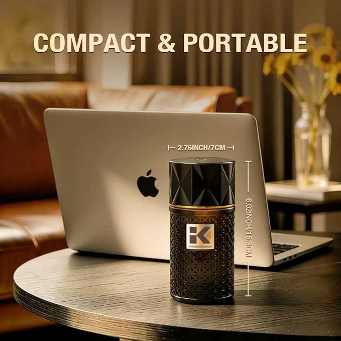 Car Diffuser Humidifier, USB Wireless Cool Mist Aromatherapy Diffuser, Mini Portable Essential Oil Air Freshener with 35 Million Negative Ion, Night Light&Auto Shut-Off (Black)