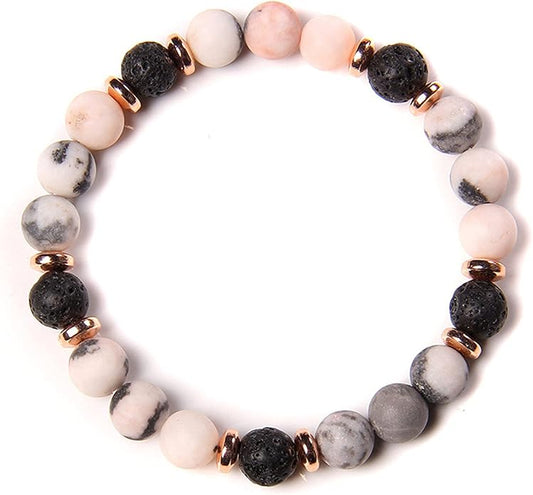 Handmade Aromatherapy Diffuser Natural Stone Bead Bracelet Lavender Essential Oil Anti Anxiety Stress Relief Stretchy Bracelet for Women Men Gift Yoga Meditation Jewelry