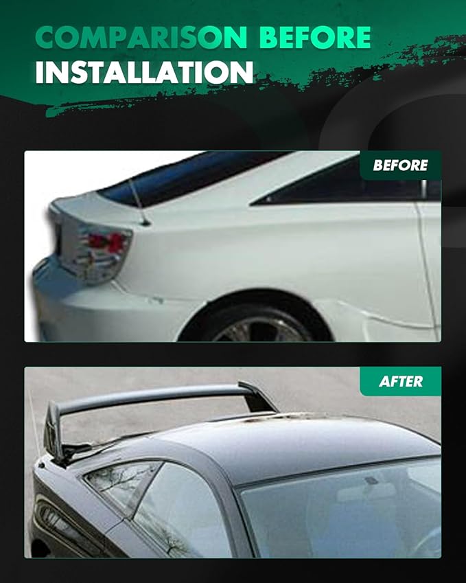 SCITOO Glossy Black Spoiler Wing Body Kit Compatible with 2000-2005 for Toyota Celica Rear Trunk Spoiler Wing Splitter Chin Exterior Diffuser