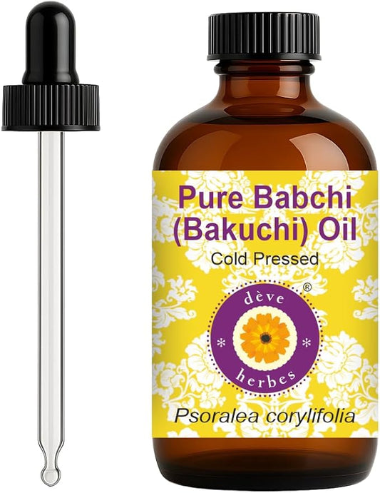 dève herbes Babchi (Bakuchi) Oil (Psoralea corylifolia) with Glass Dropper | Cold Pressed | Pure | For Diluting Essential oils | Skin & Massage | Non-Sticky | Lightweight | Unisex | 120ml (4 oz)