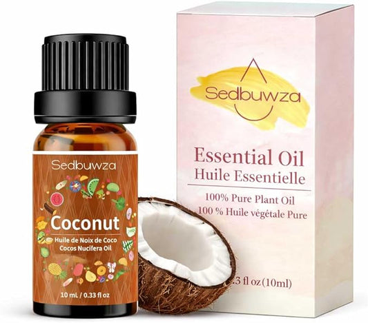 Sedbuwza Coconut Essential Oil, Pure Organic Coconut Fragrance Oil for Diffuser, Humidifier, Soap, Candle, Perfume