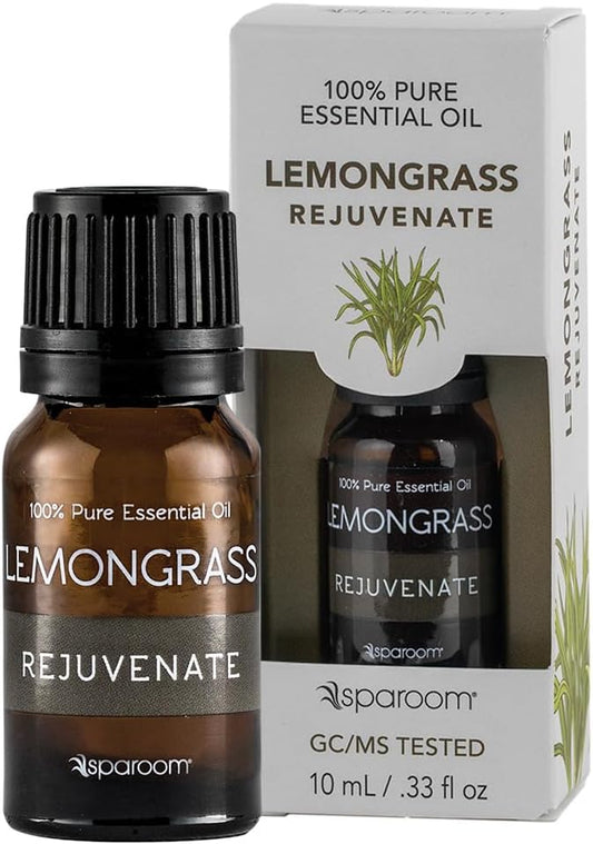 SpaRoom Aromatherapy 100% Pure Undiluted Essential Oil, Rejuvenate Lemongrass, 10 mL