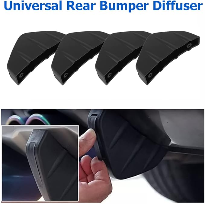 4pcs Car Rear Lower Bumper Wing Lip Diffuser, Anti-Crash Accessories Spoiler Shark Fin Protector, Rear Bumper Splitter Lip Wing with Screw, Universal Auto Decoration for Car SUV Truck