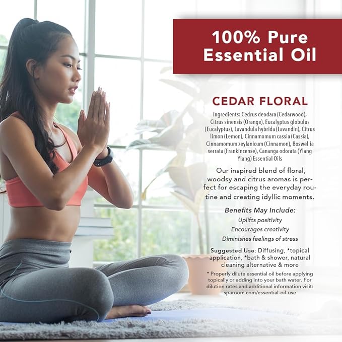 SpaRoom Aromatherapy 100% Pure Undiluted Essential Oil, Escape Cedar Floral Blend, 10 mL