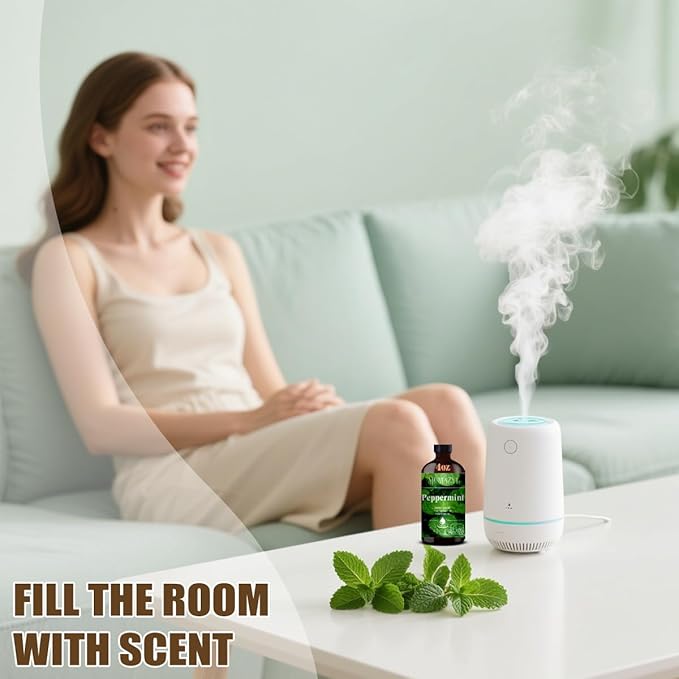 Peppermint Essential Oil, Peppermint Oil 4 Fl Oz 120ML for Diffuser Humidifier Yoga Cleaning DIY Candle Soap Making MUMAZYL Essential Oils