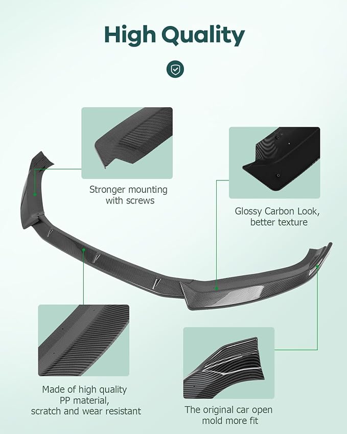 SCITOO Plastic Front Lip Spoiler fits for 2017-2019 for Audi for A4 2017-2018 for Audi A4 Quattro/S4 S-Line Glossy Carbon Look Front Bumper Lip