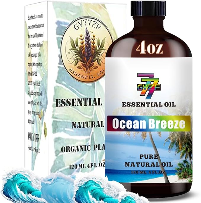 Ocean Breeze Essential Oil - GV77ZF Ocean Breeze Oils for Diffusers, Humidifiers, DIY Candles, Soap, Cleaning, Home, Office, Yoga, Massage, Gifts - 4 fl oz (120 ml)