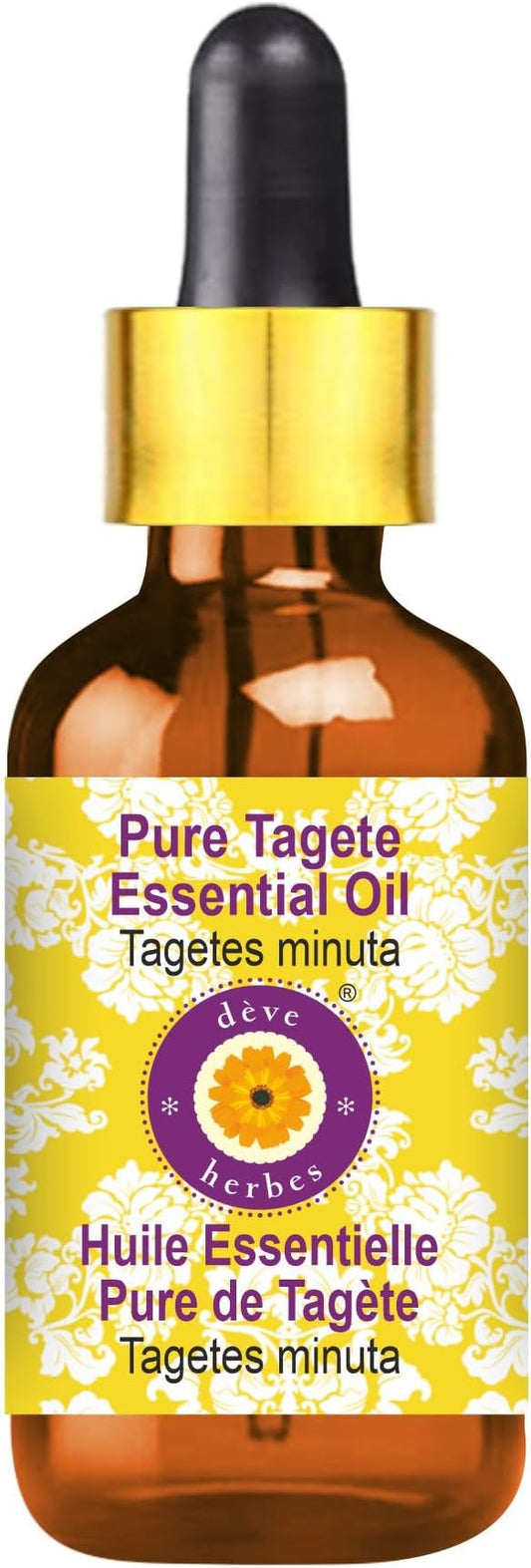 dève herbes Tagete Essential Oil (Tagetes minuta) with Glass Dropper | Pure | Non-Sticky | Non-Greasy | Lightweight | Men & Women | All Skin Types | Steam Distilled 100ml (3.38 oz)