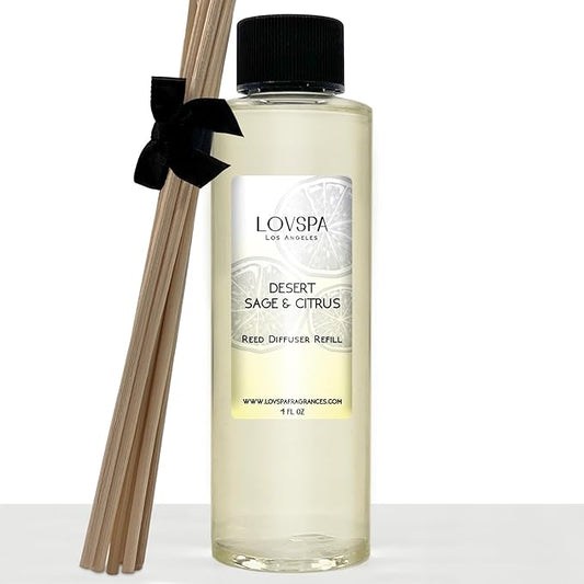 LOVSPA Sage & Citrus Diffuser Oil - Luxury Essential Oils for Diffuser Refill & Air Freshener Room Spray - Long-Lasting & Natural Home Fragrance, Scented Oil for Diffusers, USA Made, 4oz