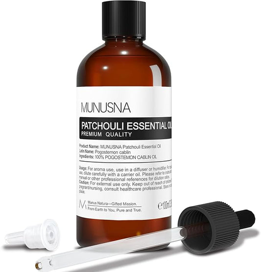 Pure Patchouli Essential Oil 100ML, 100% Pure Natural Patchouli Oils Premium Grade Aromatherapy Oil for Hair Face Skin Body Care, Diffuser, Massage, Home, Soap and Candle Making
