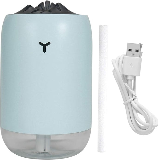 260ml USB Desktop Humidifier, Mini Air Diffuser with Night Light, Quiet Mist Humidifier for Home Office, One - Button Dual Mist Mode, Leak - Proof Design (Blue)