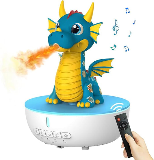 Dragon Aromatherapy Humidifier, 200ML Mini Desktop Essential Oil Diffuser, White Noise Machine with 10 Soothing Sounds, Cute Small Humidifiers for Kids Bedroom, Home, Office (Blue)