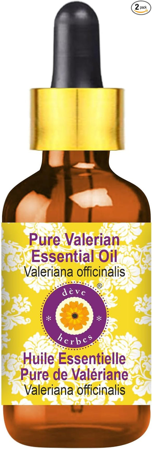 Deve Herbes Pure Valerian Essential Oil (Valeriana officinalis) with Glass Dropper Steam Distilled 50ml (1.69 oz)