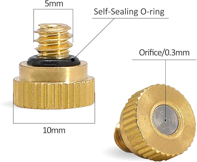 32 Pack- Brass Misting Nozzles For Outdoor Cooling System, 0.012” Orifice (0.3 mm) 10/24 UNC