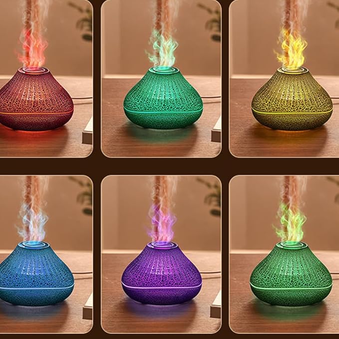 Auto Shut-Off Waterless Protection Smart Flame Essential Oil Diffuser with Colorful Light