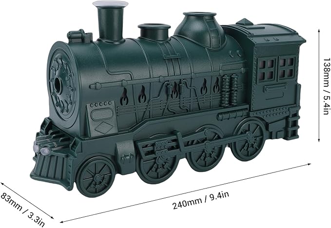 Diydeg Train Humidifier, Retro Train Shaped Essential Oil Diffuser With Night Light Dual Spray Modes 300Ml Cool Mist Humidifier For Home Decor Bedroom Desk (Green)