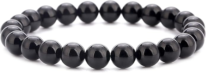 Hamoery Men Women 8mm Natural Stone Lava Rock Diffuser Bracelet Elastic Yoga Agate Beads Bracelet Bangle