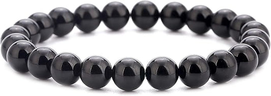 Hamoery Men Women 8mm Natural Stone Lava Rock Diffuser Bracelet Elastic Yoga Agate Beads Bracelet Bangle