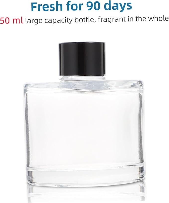 50ml Glass Aroma Diffuser Bottles with 16cm Black Reed Sticks Essential Oil Diffuser Bottles for Home Fragrance and Aromatherapy