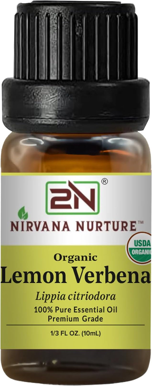 Lemon Verbena Essential Oil, USDA Certified Organic, 100% Pure Undiluted, Aromatherapy Oil for Diffuser, Hair & Skin Care