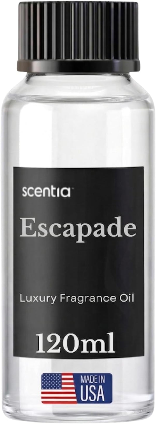 Scentia Escapade Diffuser Oil Refill – Hotel Fragrance Oil Inspired by 5-Star Resort – 120 mL – Jasmine, Bergamot & Marine Long-Lasting Scent for Ultrasonic & Waterless Diffusers, Made in USA