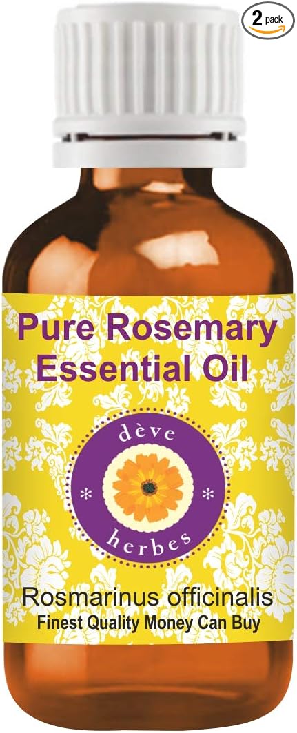 Deve Herbes Rosemary Essential Oil (Rosmarinus officinalis) for Healthy Hair Pure | Non-Sticky | Non-Greasy | Lightweight | Men & Women | All Skin Types | Steam Distilled 15ml X 2
