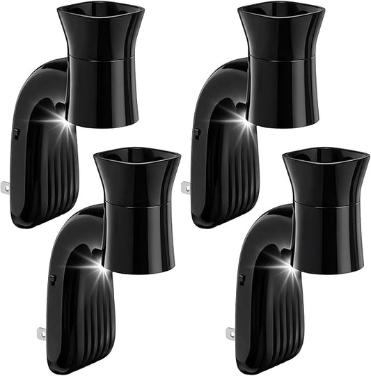 4 Pack Wall Fragrance Plug in with Night Light Compatible with Bath & Body Works Wallflowers, Plug in Aromatherapy Diffuser for Bedroom, Home Fragrance, Relaxing Atmosphere - Black