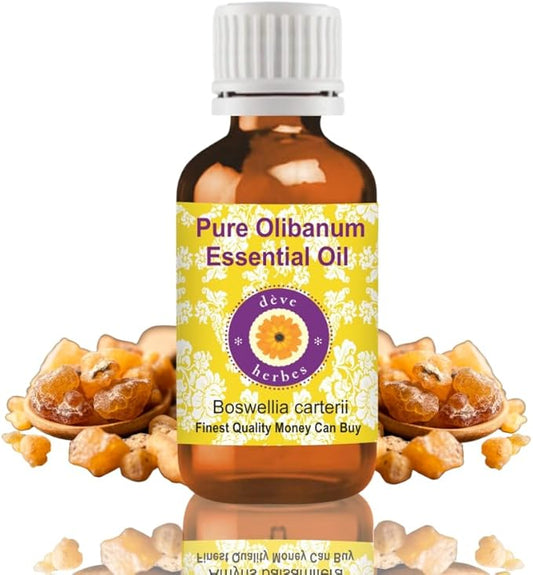dève herbes Olibanum Essential Oil (Boswellia carterii) Pure | Non-Sticky | Non-Greasy | Lightweight | Men & Women | All Skin Types | Steam Distilled 15ml (0.5 oz)