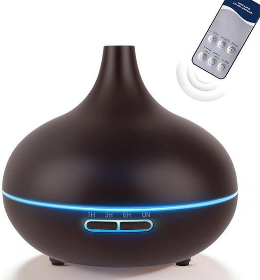 Rechargeable Diffuser for Essential Oils Large Room, 450ml Battery Operated Diffuser with Remote Control, Aromatherapy Oil Diffuser with Timer, 7 Colors Light air humidifiers for Home&Office