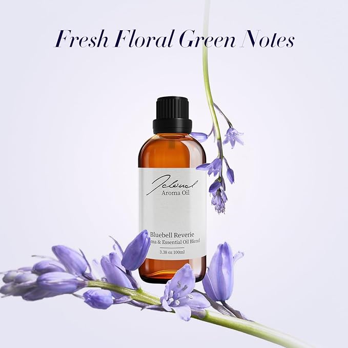 JCLOUD Bluebell Reverie Essential Oil for Diffuser - Hotel Diffuser Oil & Home Luxury Scents - Pure Aromatherapy Diffuser Oil with Bluebell, Jasmine and Amber, Natural & Pet Safe - 100mL