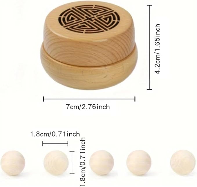 2set Ancient Portable No Perfume DIY Fragrance Wooden Box Aroma Diffuser Decorations Items Living Room Bedroom Car Home Accessories(Wood Balls in Box)