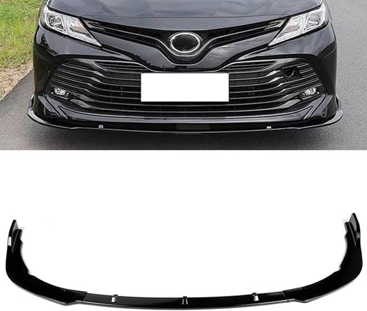 SCITOO Front Lip Spoiler, ABS Bumper Lip Guard Glossy Black Lip Chin Spoiler 3X Front Bumper Lip Kit Assembled Air Dams Fit for Toyota Camry 2018-2020