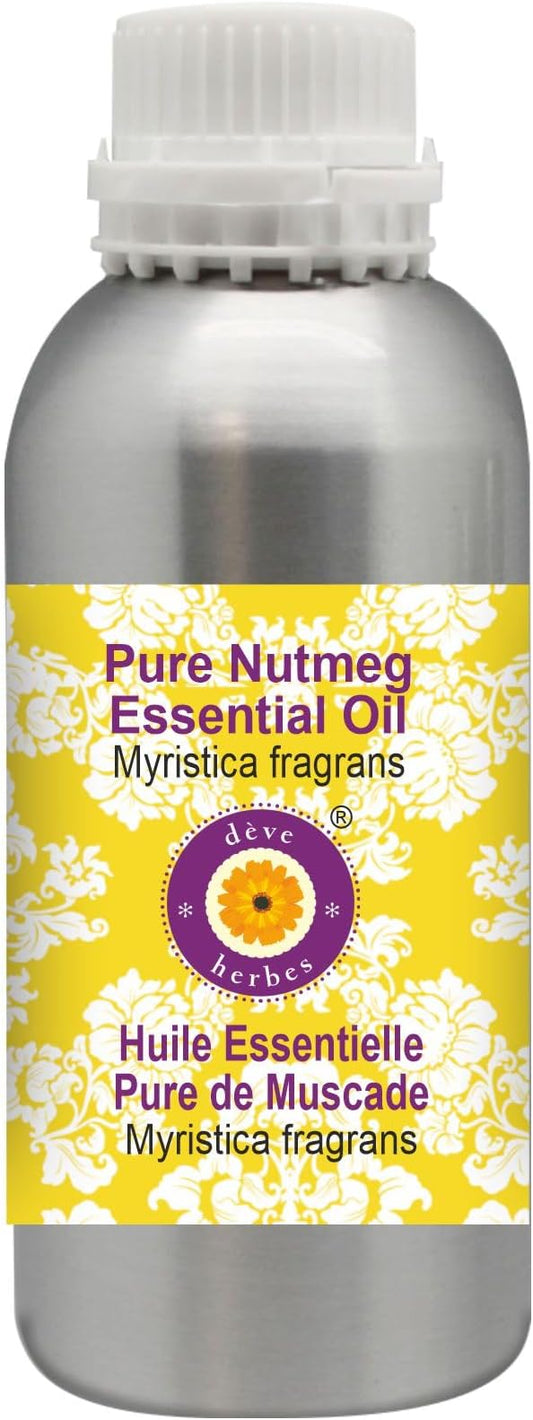 Deve Herbes Pure Nutmeg Essential Oil (Myristica fragrans) Steam Distilled 630ml (21 oz)