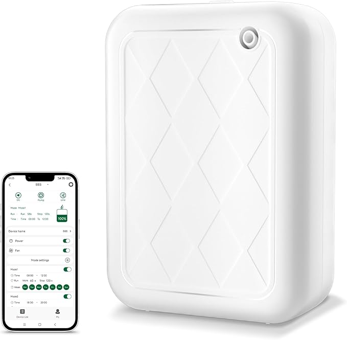 Bluetooth Waterless Essential Oil Diffuser Scent Machine Wall Mounted Electric Scent Diffuser for Hotel Home for 1000-3000sq .ft Coverage APP Controlled Aroma Diffuser For Aisle 260ML Capacity (White)