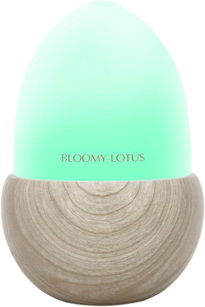 Bloomy Lotus Petite Acorn Ultrasonic Diffuser | Artfully Designed & Inspired by Nature | Natural Wood Base, Frosted Glass Top | Whisper-Quiet Operation, Ambient LED Lighting, Long Misting Times