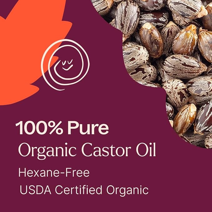 Plant Therapy Organic Castor Oil 32oz - 100% Pure & Natural Grade for Nourishing Hair and Skin Treatment - Cold Pressed - USDA Certified - Hexane Free - Stimulates Hair Growth, Treats Dry Skin