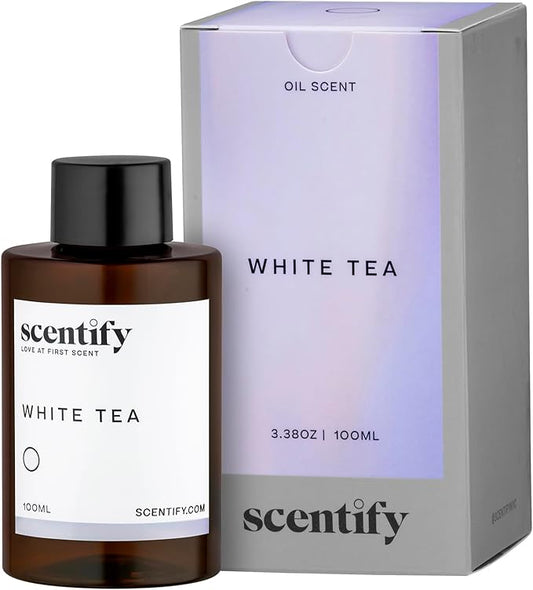 Scentify White Tea Aroma Oil Refill for Diffusers – Citrus, White Tea & Soft Florals, Amber Woods & Palo Santo – Luxury Aromatherapy Fragrance – 100ml / 3.38oz – New Version