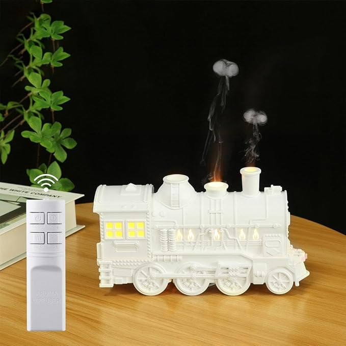 Train Diffuser,300ML Large Capacity Train Humidifier with Dual Cool Mist Outlets,Christmas T-rain Essential Oil Diffuser,Vintage Steam TrainDiffuser with Essential Oils 2 Lighting Modes,for Bedroom