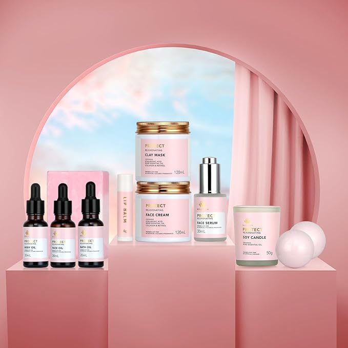 Mother's Day Gift, Spa Gifts 30pcs Rose Facial Skin Care Set for Women, Face Cream, Bath Oil, Serum, Shower Accessories, Bath and Body & Facial Kit, Birthday, Christmas, Valentine's, Bridal Shower