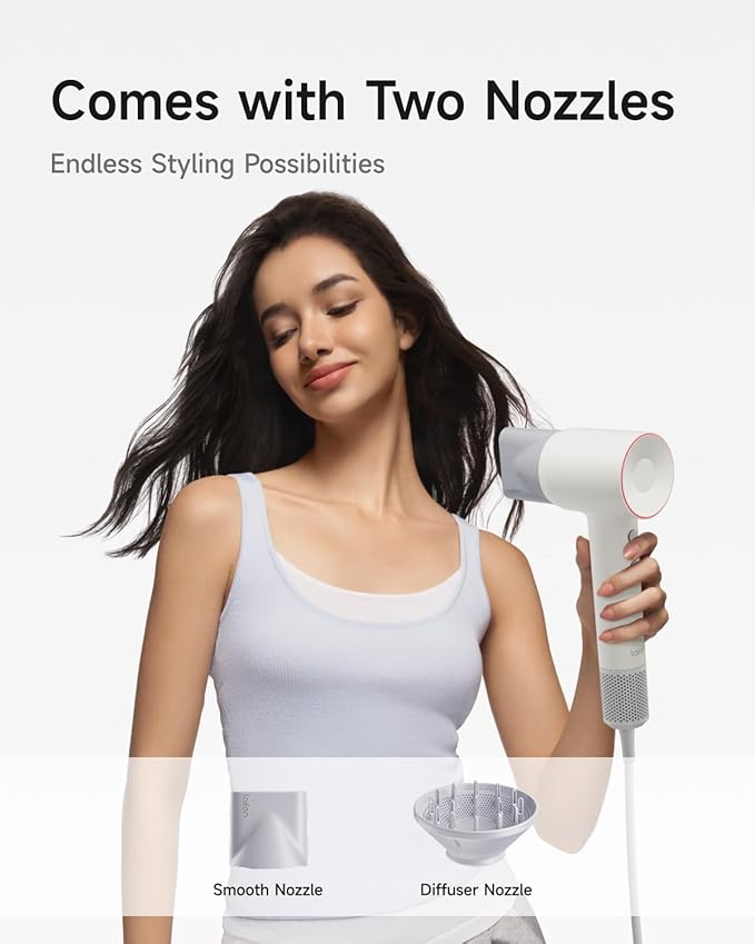 Laifen Hair Dryer SE 2, 200 Million Negative Ionic Blow Dryer with Child Mode and 108,000 RPM Brushless Motor, Fast Drying High-Speed Low Noise Hairdryer with Magnetic Attachments, HD130, Mothers Day