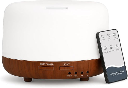 Marchred 300ML Essential Oil Diffuser for Home, Aromatherapy Diffuser with Remote Control, 7-Color LED Light and 4 Timers, Quiet Auto-Off, Easy to Use for Bedroom Office