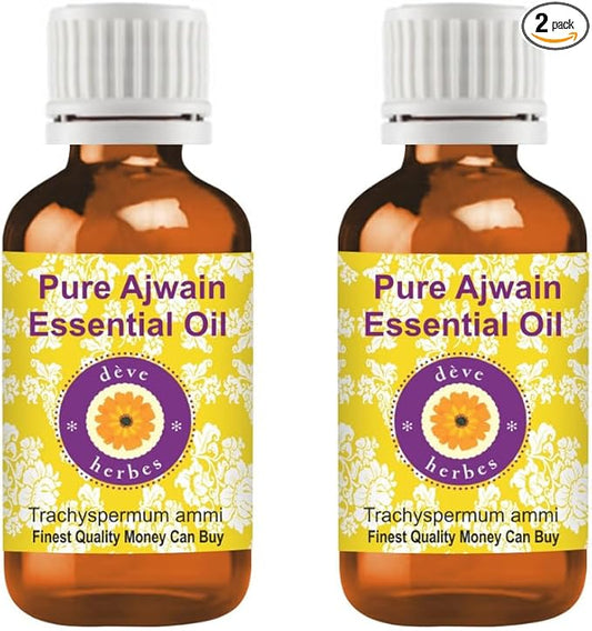 dève herbes Ajwain Essential Oil (Trachyspermum Ammi) Pure | Non-Sticky | Non-Greasy | Lightweight | Men & Women | All Skin Types | Steam Distilled 30ml X 2 (2 oz)